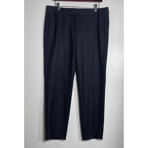 ESCADA Textured Herringbone Side Zip Pants Size 40 Black Designer Old Money Wool